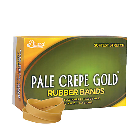 Alliance® Pale Crepe Gold® Rubber Bands, #82, 2 1/2" x 1/2", 1 Lb, Box Of 320