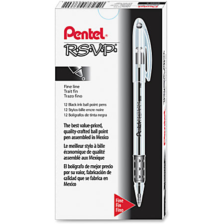 Pentel Ballpoint Pens Fine Point mm Clear Barrel - Main Image