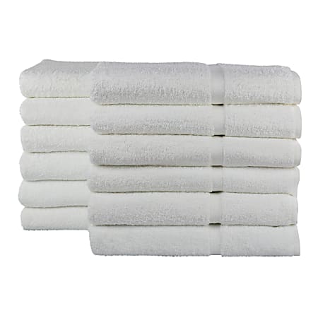 1888 Mills Crown Touch Bath Towels, 27” x 54”, White, Pack Of 48 Towels