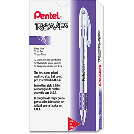 Fine Pen Point Type Clear Barrel Pentel Rsvp Stick Pen Violet Ink 