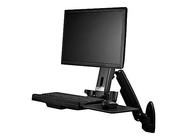 StarTech.com Wall Mounted Sit Stand Desk - For Single Monitor up to 34in - Height Adjustable Standing Desk Converter