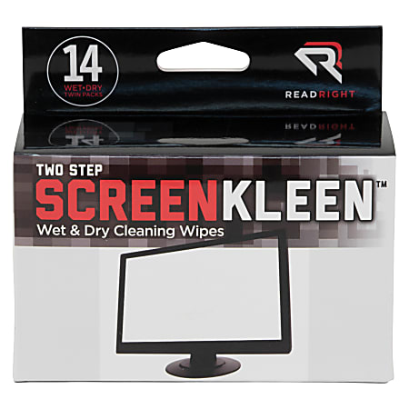 Read Right RR1305 Two Step Screen Kleen Wet and Dry Cleaning Wipes 5 x 5 40/Box 