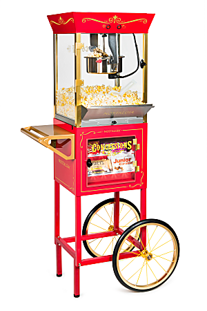 Nostalgia Electrics NKPCONCRT10RD Concession Popcorn Cart, Red