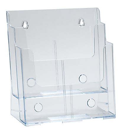Azar Displays 2-Tier 2-Pocket Plastic Brochure Holder, Letter Size, 11-1/4"H x 9-1/4"W x 5"D, Clear