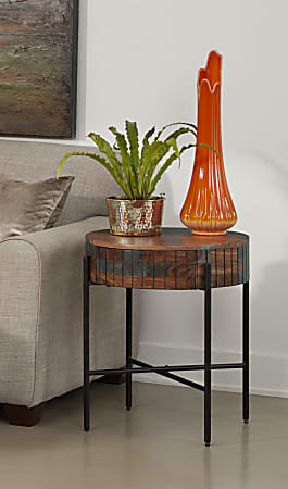 Coast to Coast Halifax Wooden Round End Table, 24”H x 22”W x 22”D, Brown