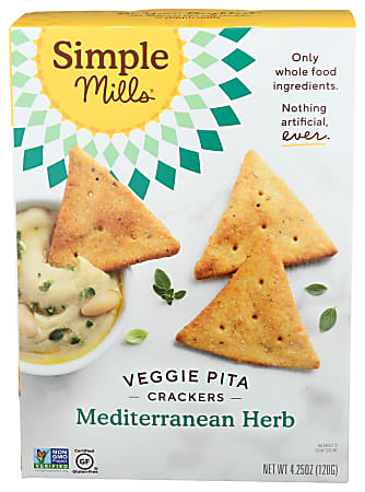 Simple Mills Pita Crackers, Mediterranean Herb, 4.25 Oz, Total Qty 6