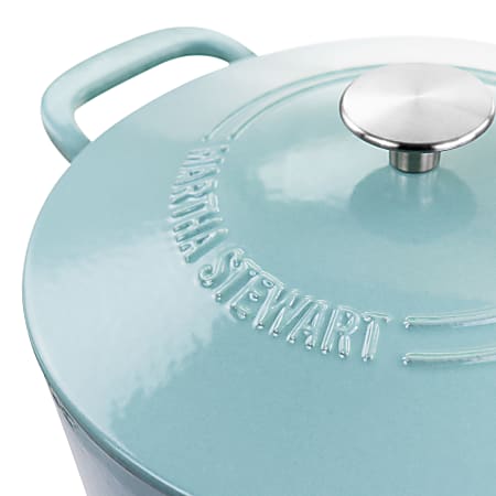 Martha Stewart Enameled Cast Iron Dutch Oven With Lid 7 Quart Turquoise -  Office Depot