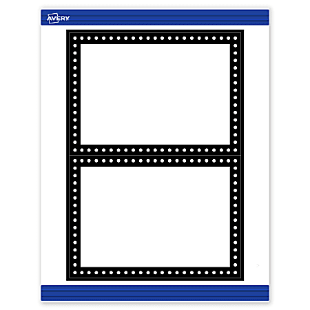 Avery® Printable Invitation Cards With Sure Feed® Technology, 5" x 7", Matte White With Black And White Polka Dots, Pack Of 20