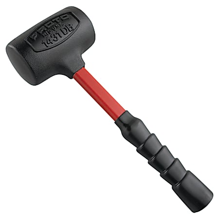 Black+Decker Dead Blow Hammer, 4 lb Head, 2 7/8 in Dia., 14 3/8 in Handle, Black/Red