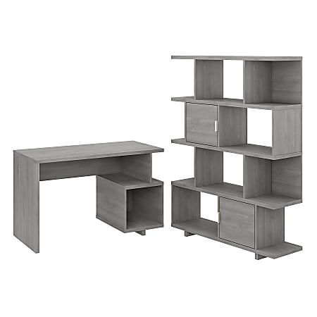 kathy ireland® Home by Bush Furniture Madison Avenue 48"W Writing Desk With Etagere Bookcase, Modern Gray, Standard Delivery