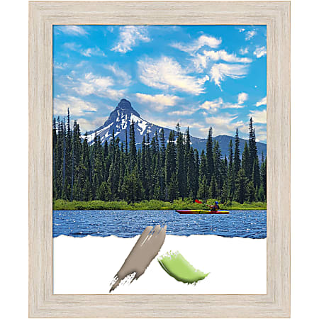 Amanti Art Hardwood Whitewash Picture Frame, 19" x 23", Matted For 16" x 20"