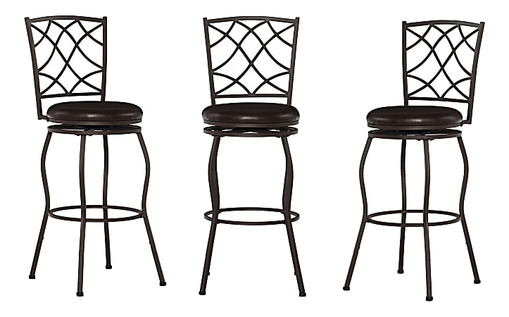 Linon Hudson Adjustable Stools, Brown, Set Of 3 Stools