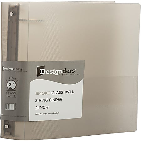 JAM PAPER 3 Ring Plastic Binder, 2 inch, Smoke Gray, Sold Individually