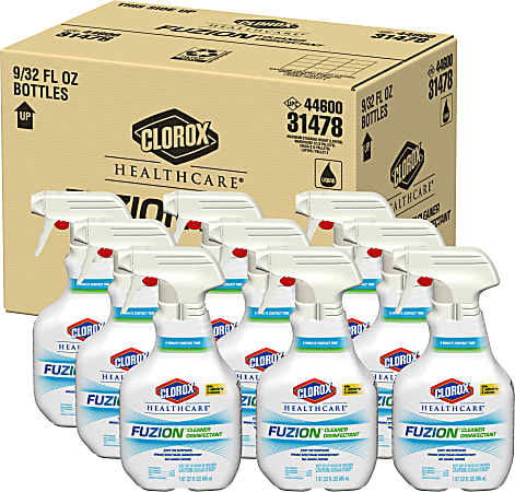 Clorox Healthcare® Fuzion® Cleaner Disinfectant, Spray , 32 Fluid Ounces (Pack of 9) (Package May Vary)