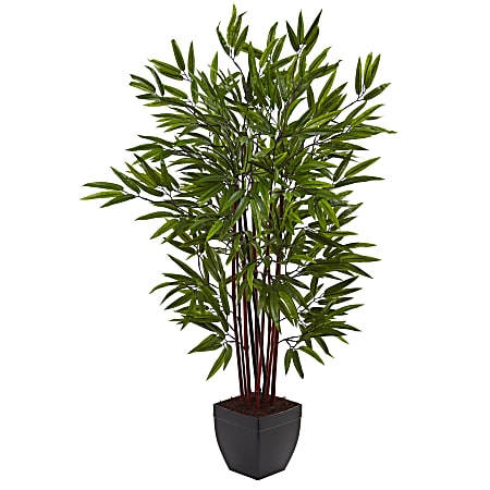 Nearly Natural Bamboo 48”H Silk Tree With Planter, 48”H x 34”W x 27”D, Green