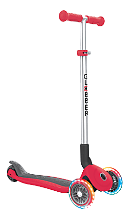 Globber Primo Lights Scooter, 31"H x 11"W x 22-13/16"D, Red