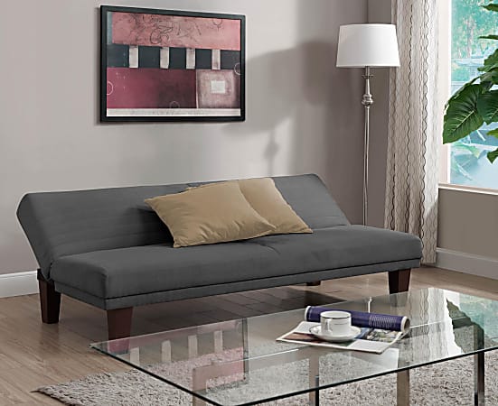 DHP Dillan Futon Faux Leather 29 H x 69 W x 30 D Gray Office Depot