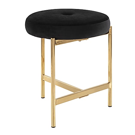 LumiSource Chloe Vanity Stool, Black/Gold