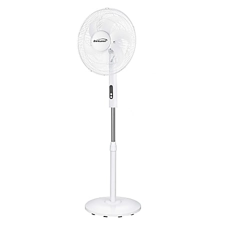 Brentwood® 16-In. 3-Speed Portable Oscillating Stand Fan with 6 Blades, Tilting Head, 90° Oscillation, Timer & Remote, White, F-16RSW