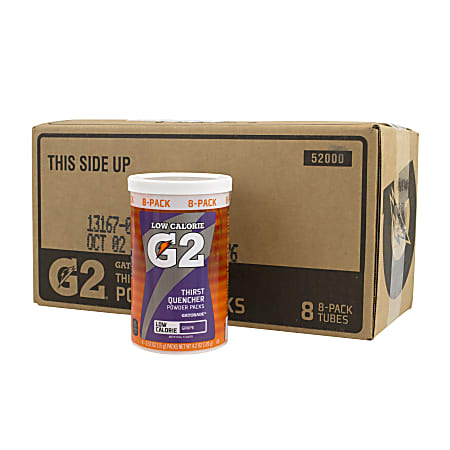 Gatorade G2 Grape Low-Calorie Powder Packs, Canister Of 8 Packs, Case Of 8 Canisters