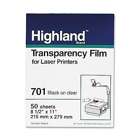 3M Transparency Film - Letter - 8 1/2" x 11" - 50 / Box
