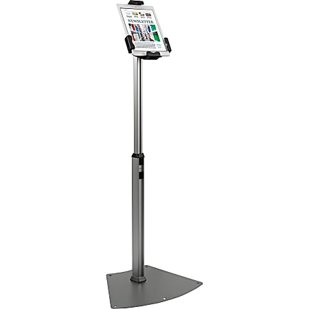 Kantek Floor Mount Tablet Kiosk Stand - Up to 10.1" Screen Support - 46.5" Height x 17.4" Width - Floor - Steel - Black, Silver, Aluminum - Locking System