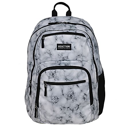 Kenneth Cole Reaction Polyester Double Gusset Computer Backpack With 15.6" Laptop Pocket, White Marble