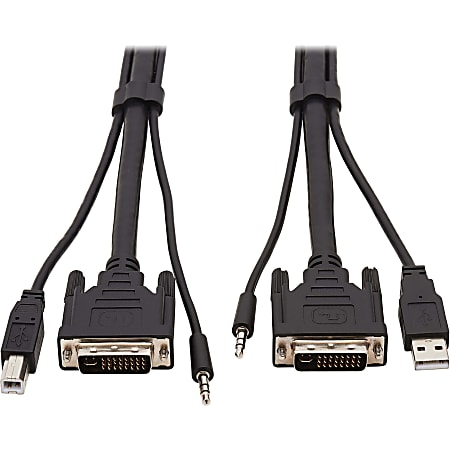 Tripp Lite DVI KVM Cable Kit 3 in 1 DVI, USB 3.5mm Audio 3xM/3xM Black 10ft - Supports up to 2560 x 1600 - Gold Plated Contact - Black