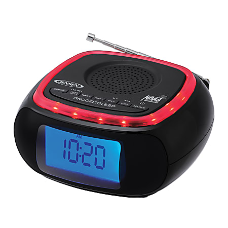 Jensen Digital AM/FM Weather Band Alarm Clock Radio, 1.97”H x 5.51”W x 5.51”D, Black