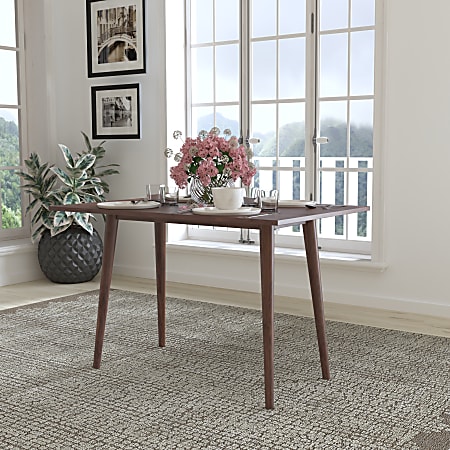 Flash Furniture Hatfield Mid-Century Modern Wood Dining Table, 29-3/4”H x 30”W x 47-1/4”D, Dark Walnut