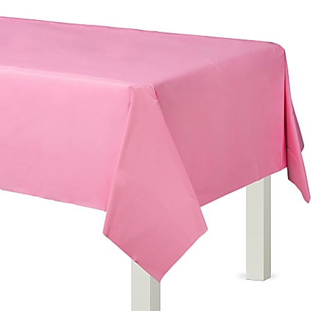 Amscan Flannel-Backed Vinyl Table Covers, 54&rdquo; x 108&rdquo;, New Pink, Set Of 2 Covers