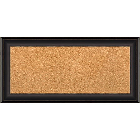 Amanti Art Cork Bulletin Board, 35" x 17", Natural, Trio Oil Rubbed Bronze Polystyrene Frame