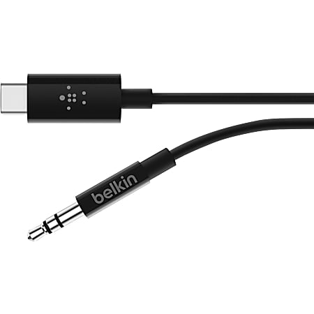 Belkin RockStar 3.5mm Audio Cable with USB-C Connector - 2.95 ft Mini-phone/USB-C Audio Cable for Audio Device, Speaker, Smartphone - First End: 1 x Type C Male USB - Second End: 1 x Mini-phone Male Stereo Audio