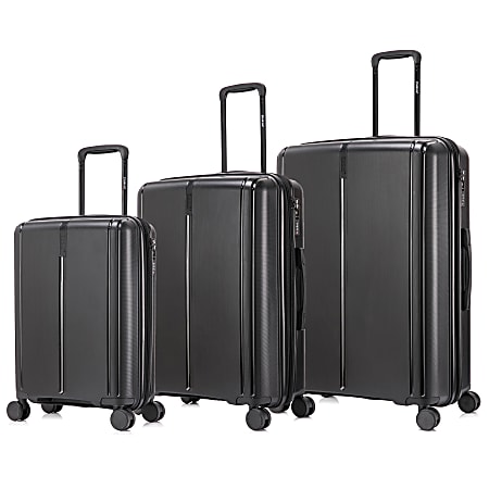 DUKAP Airley Polypropylene Expandable Rolling Luggage Set Black Set Of 3 Pieces Office Depot