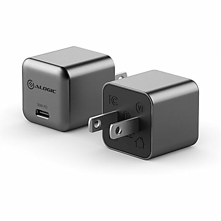 Alogic 30W Rapid Power USB-C Miniature GaN Charger - 30 W - 120 V AC, 230 V AC Input