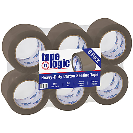 Tape Logic® Acrylic Sealing Tape, 3" Core, 3" x 110 Yd., Tan, Pack Of 6
