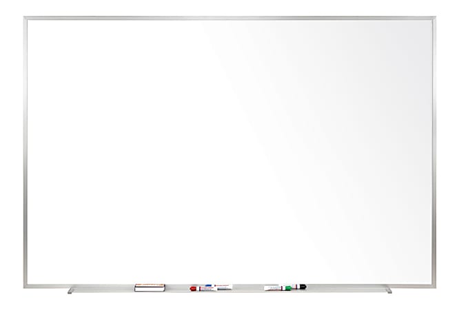 Ghent Magnetic Porcelain Dry-Erase Whiteboard, 48" x 96", Aluminum Frame With Silver Finish