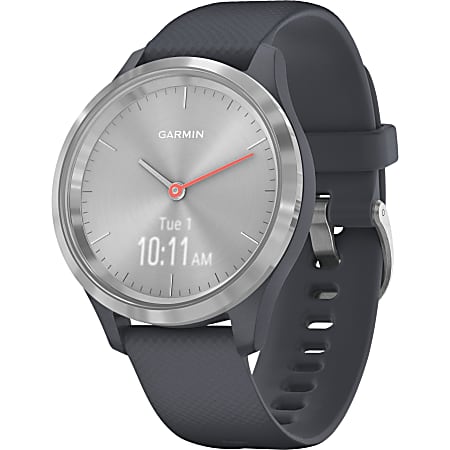 Garmin vivomove 3S GPS Watch - Silver Stainless Steel - Granite Blue Case - Stainless Steel Bezel
