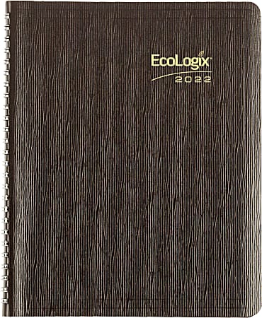 Brownline® EcoLogix 14-Month Monthly Planner, 7-1/8" x 8-7/8", Black, December 2021 To January 2023, CB430W.BLK