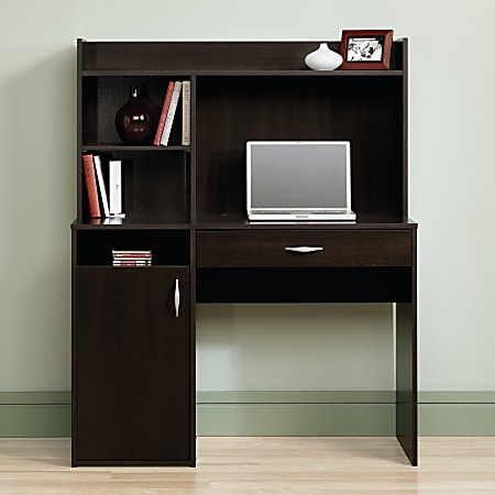 Sauder Harbor View Computer Desk with Hutch in Salt Oak