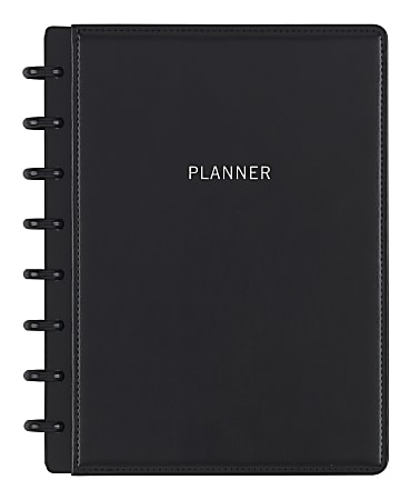 TUL® Discbound Monthly Planner Starter Set, Undated, Junior Size, Leather Cover, Black
