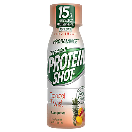 PROTEIN 15 PROBALANCE The Original Protein Shot + Energy Shots, Tropical Twist, 3 Oz, Pack Of 24