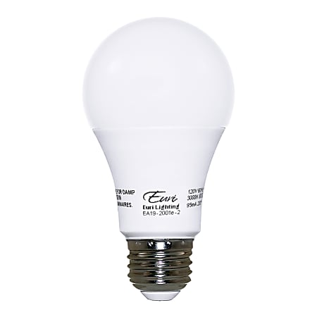 Euri A19 Dimmable 230° 800 Lumens LED Light Bulbs, 9.5 Watt, 2700 Kelvin/Soft White, Pack Of 2 Bulbs