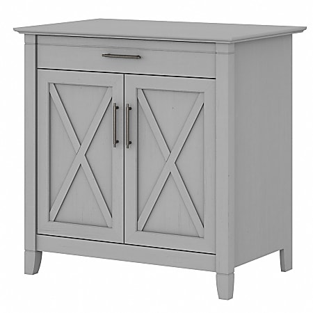 Bush Furniture Key West Secretary Desk With Keyboard Tray And Storage Cabinet, Cape Cod Gray, Standard Delivery