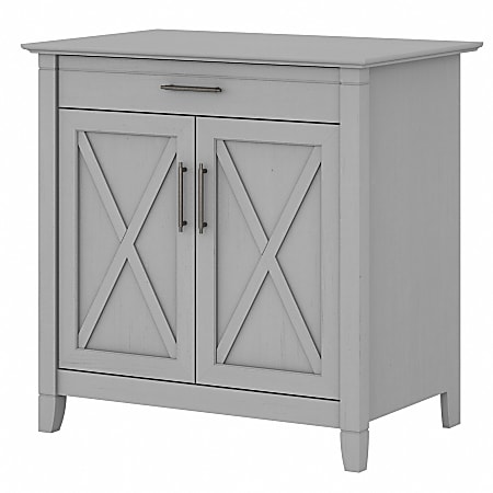 Bush Furniture Key West 30"W Secretary Desk With Keyboard Tray And Storage Cabinet, Cape Cod Gray, Standard Delivery