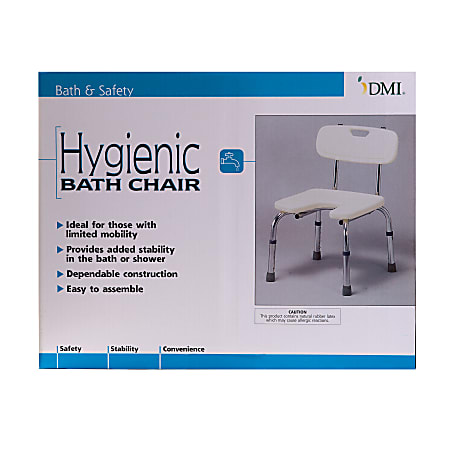 DMI U Shape Bath And Shower Chair With Removable Backrest 17 H x 15 34 W x 14 D White Office Depot