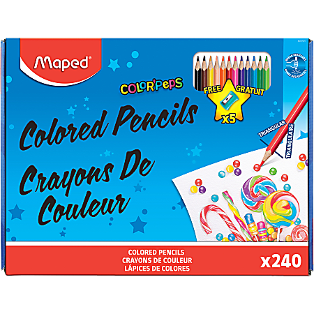 Maped Color'Peps Triangular Colored Pencils, Assorted Colors, 48 Per Pack,  2 Packs