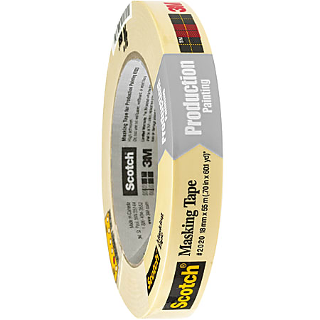 3M™ 2020 Masking Tape, 3" Core, 0.75" x 180', Natural, Case Of 48