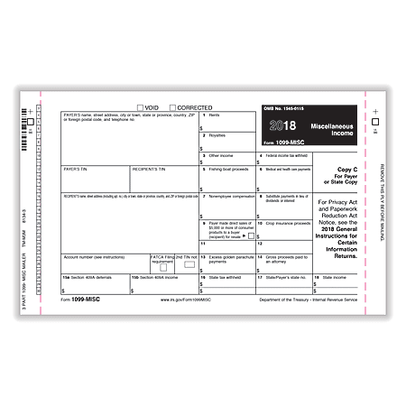 ComplyRight™ 1099-MISC Tax Forms, Carbon Interleaved, Outside Copy C/Inside Copies B And 2, 3-Part Electronic Self-Mailer, 9" x 11", Pack Of 100 Forms