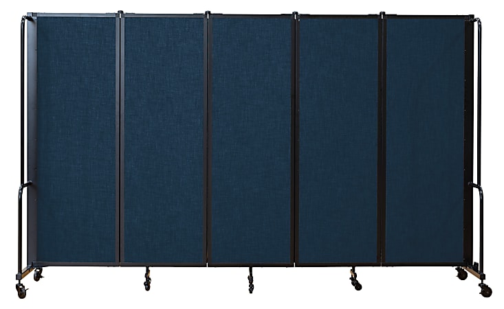 National Public Seating Room Divider, 5-Section, 72"H x 27"W x 118"D, Blue